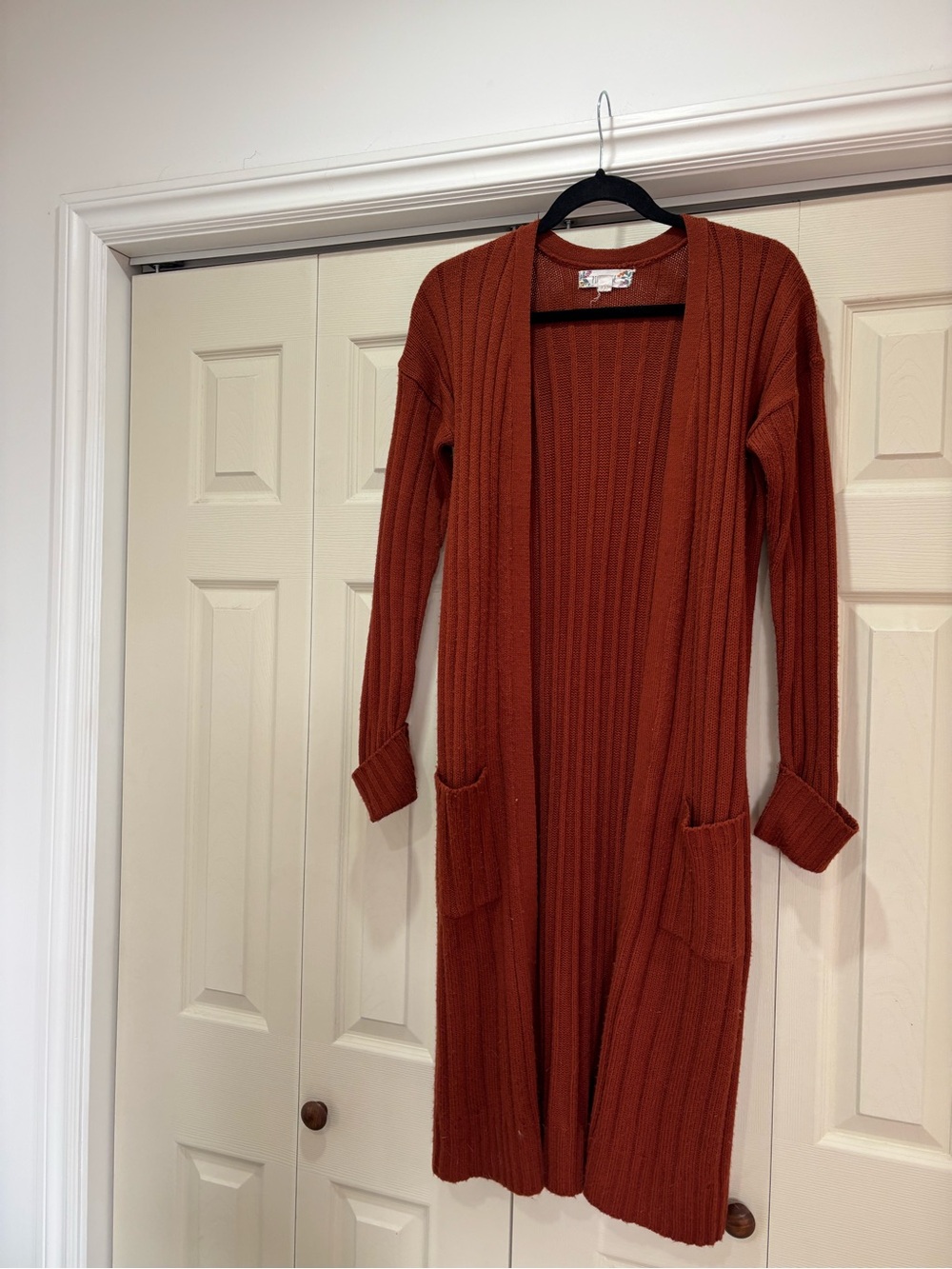 Pink Rose Rust Ribbed Open Cardigan